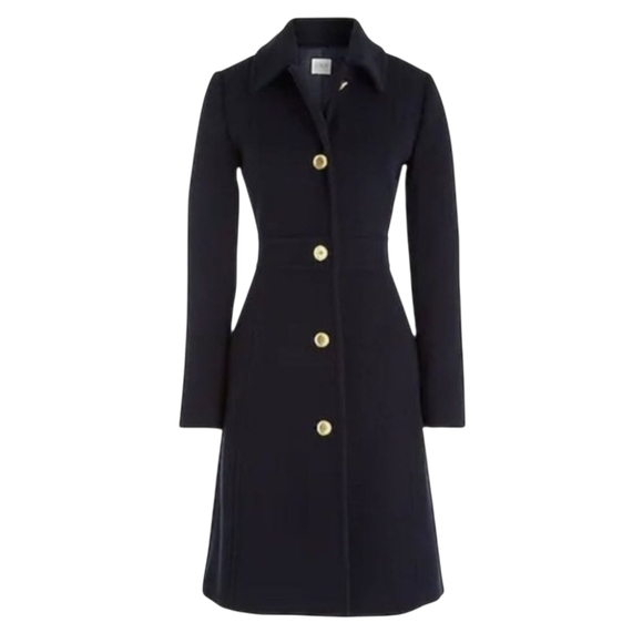 J. CREW Factory Navy Blue Wool Blend Lady Day Coat
